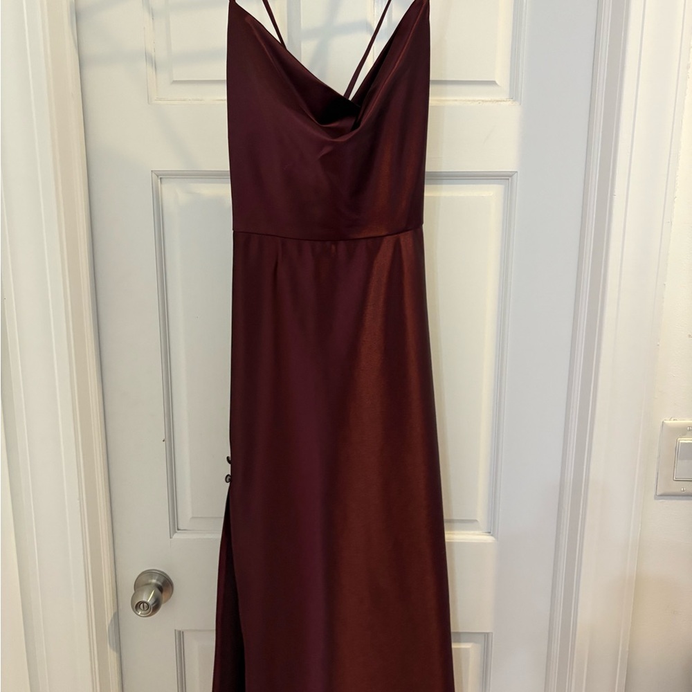 Azazie Deep Red Backless Dress with Spaghetti Straps